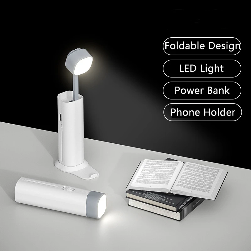 

5000mAh Mini Power Bank with USB Folding Small Night Light Eye Protection Learning Desk Lamp Powerbank for iPhone Xiaomi Samsung