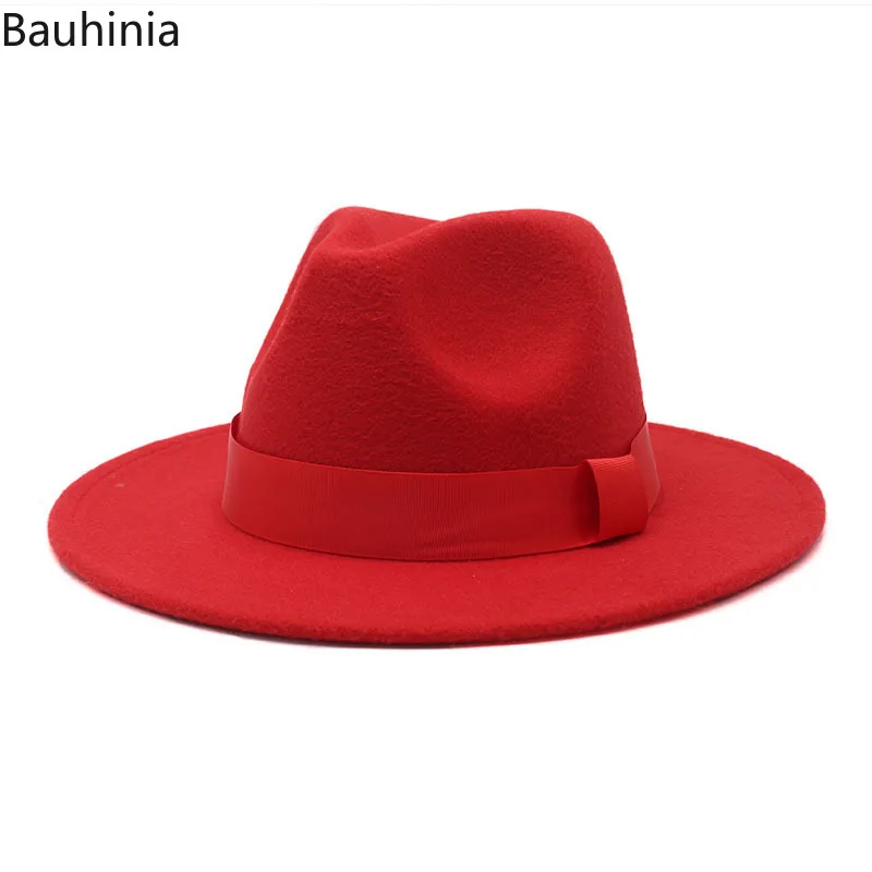 2023 New Hot Wide Brim Felt Fedora Hats With Bee Ribbon Autumn Winter Wedding Party Trilby Hat Men Gentleman Jazz Hats 56-58CM