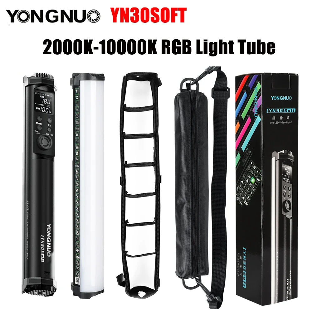 YONGNUO YN30SOFT LED Photography Lighting 2000K-10000K Handheld RGB Light Tube Stick Video soft Light APP Remote Control