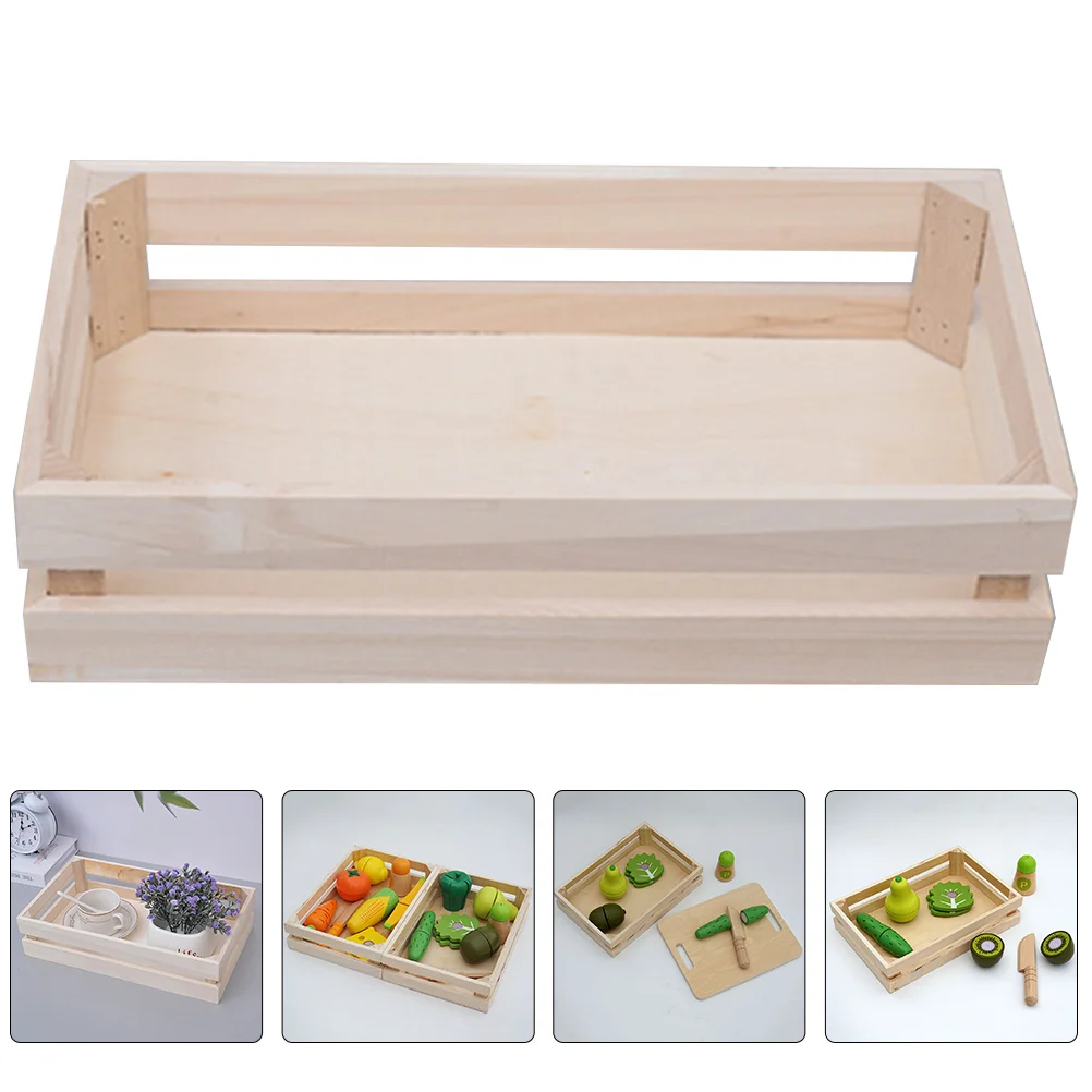 Toy Storage Basket Children Tray Decor Small Organizer Fruit Decorative Crates Wooden Baskets