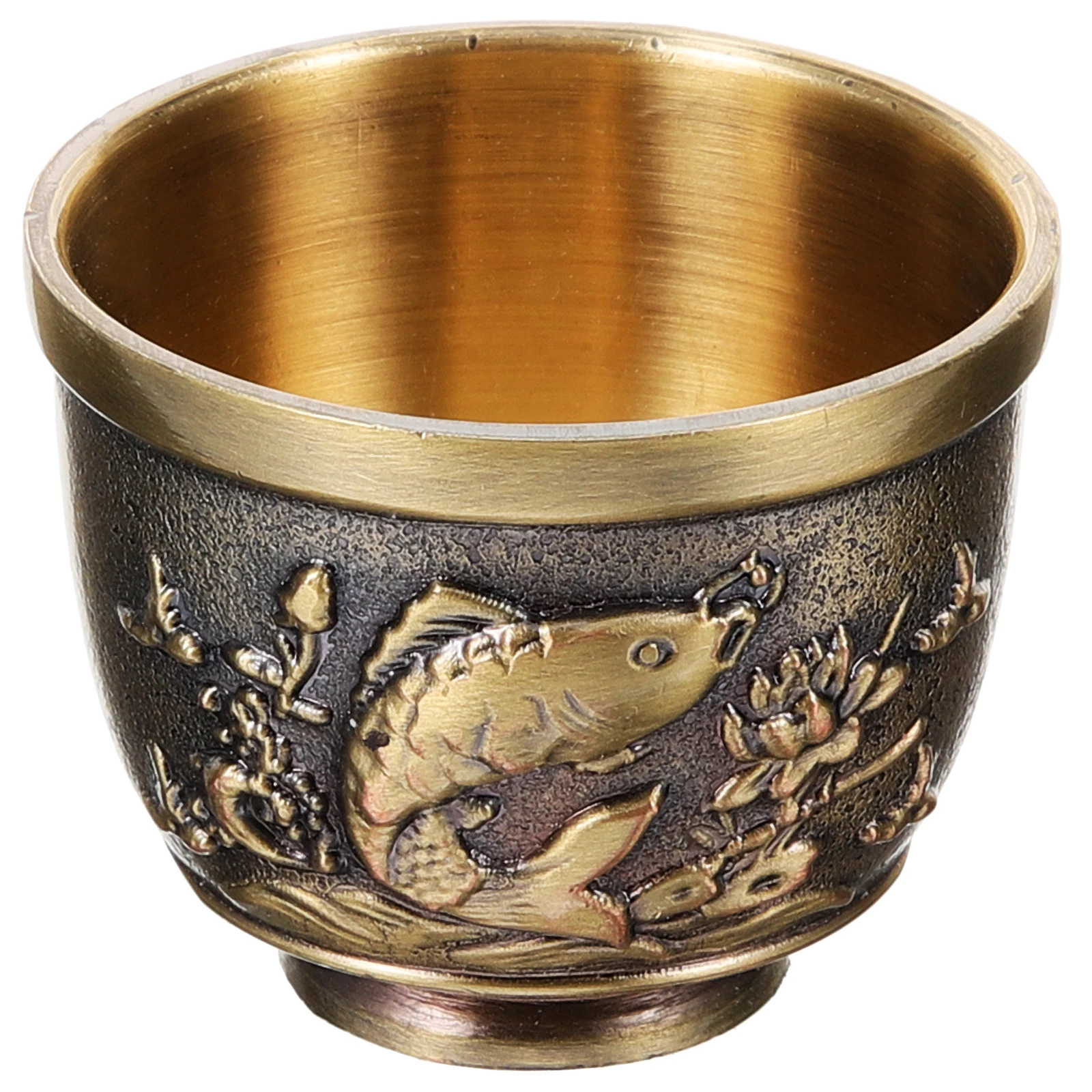 

Vintage Metal Tea Cup Chinese Style Liquor Container Smooth Edge Home Supplies Serving Cup For Coffee Wine Retro