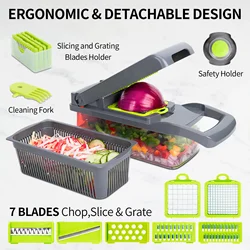 New 14/16 in 1 Multifunctional Vegetable Chopper Handle Food Grate Food Chopper Vegetable Slicer Dicer Cut Kitchen Items cocina