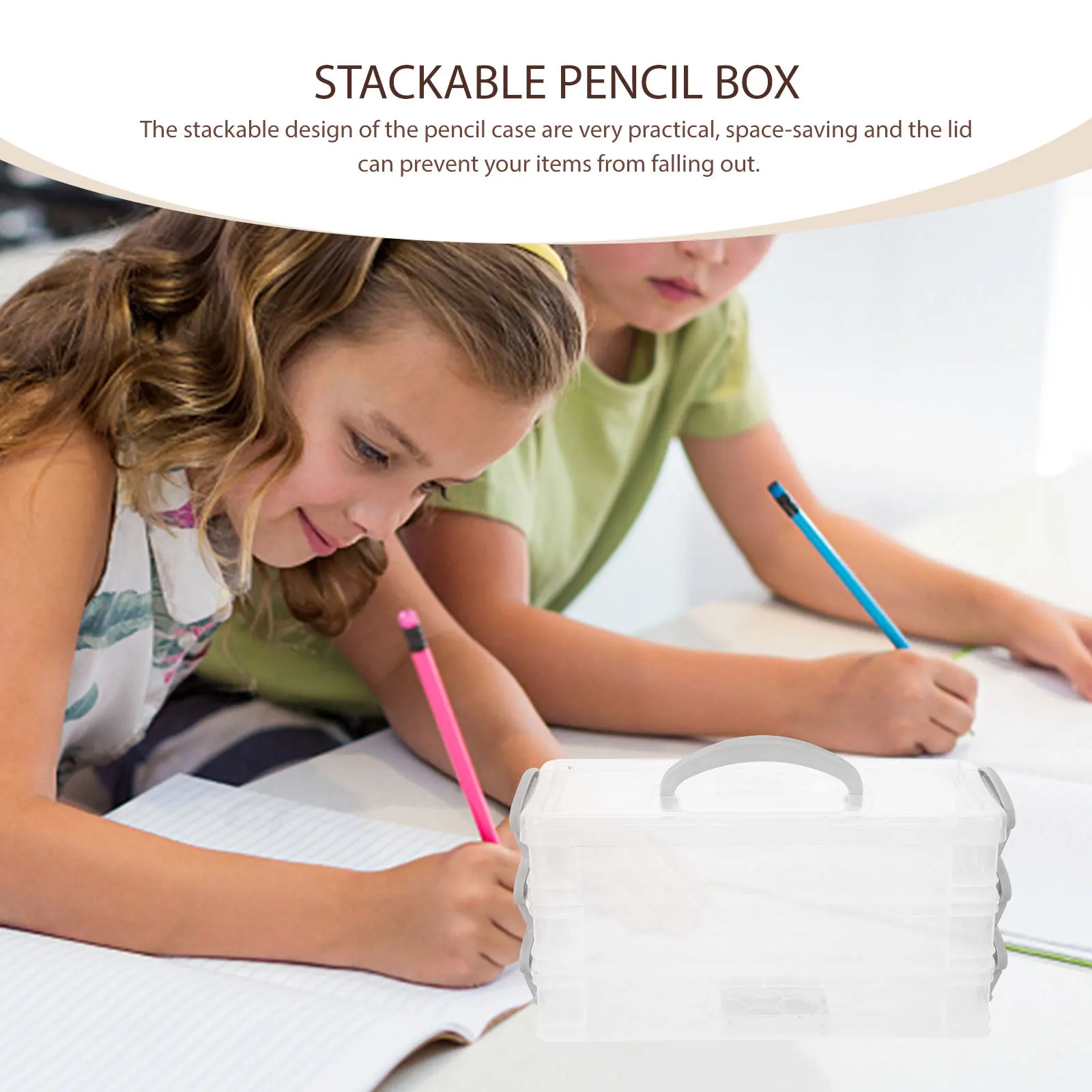 

Stackable Pencil Box PP Material Detachable Pen Holder School Supply Desk Organizer Pencil Box Pen Organizers Transparent Case