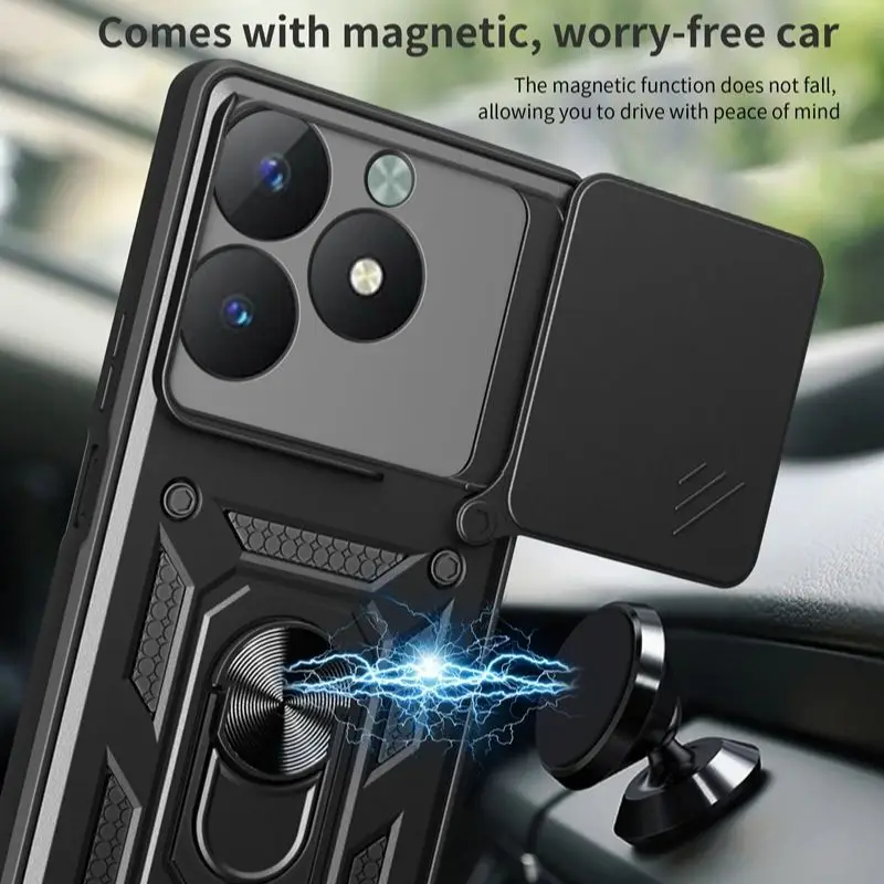 

Shockproof Armor Camera Lens Protection Cover For OPPO Realme C61 C63 C 63 61 Magnet Holder Ring Case For RealmeC61 RealmeC63