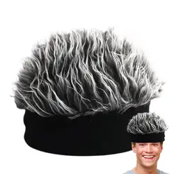 Wig Hats For Men Knitted Spiked Hairs Hip Hop Hat With Fleece Lining Short Hair Funny Wig Hats For Indoor & Outdoor