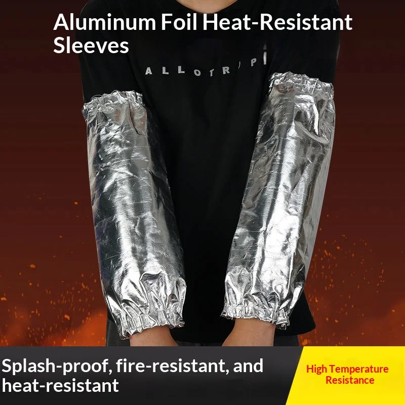 

High Temp Aluminum Foil Anti-scald Arm Sleeves Fireproof Anti-spatter Protective Guards for Furnace Chef BBQ Steel & Aluminum