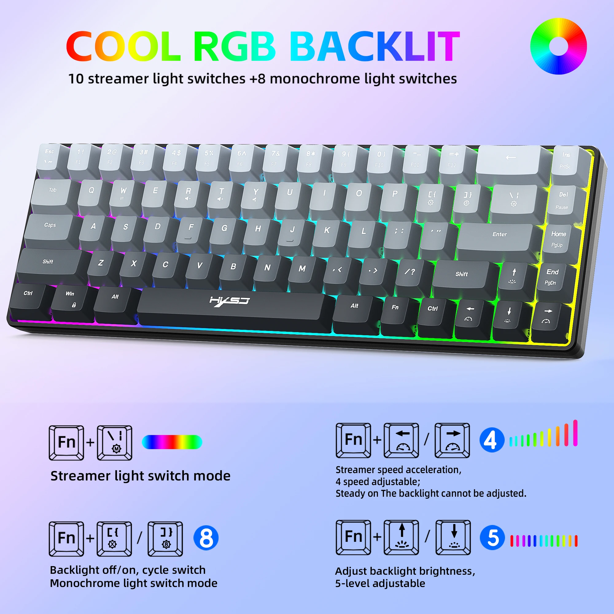 RGBバックライト付きゲーミングキーボード、68キーのコンパ - Gaming Keyboard Ergonomics のレビューと価格