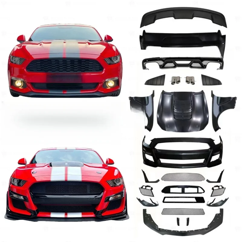 Car Accessories GT500 Style Conversion Body Kit Bumper Grille Rear Diffuser Side Skirts Direct Fit Exterior Modified Parts
