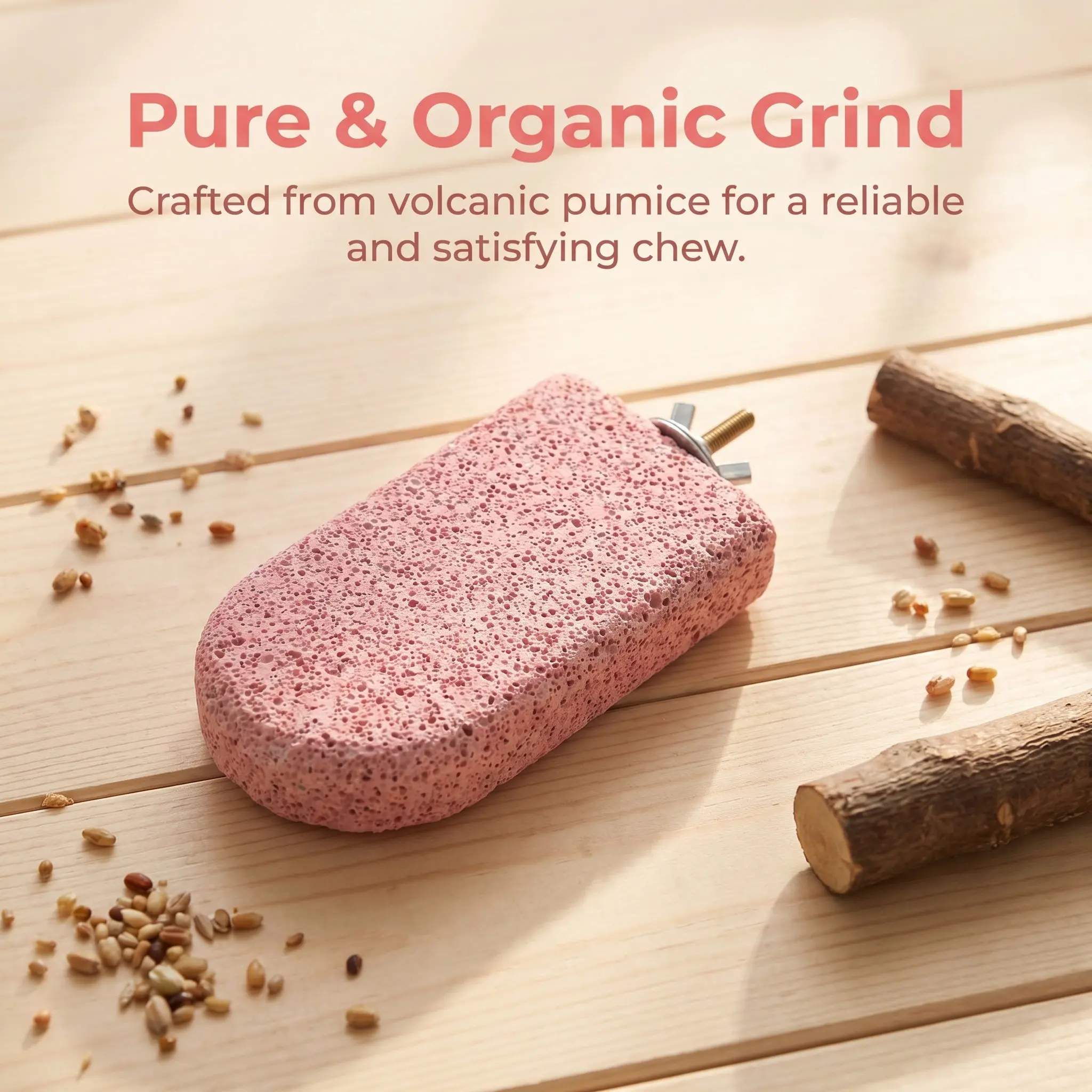 Pink Bird Beak Grinding Stone Natural Pumice Parrot Nail Grinding Perch Pet Teeth Maintenance Stone Hamster Molar Cage Accessory