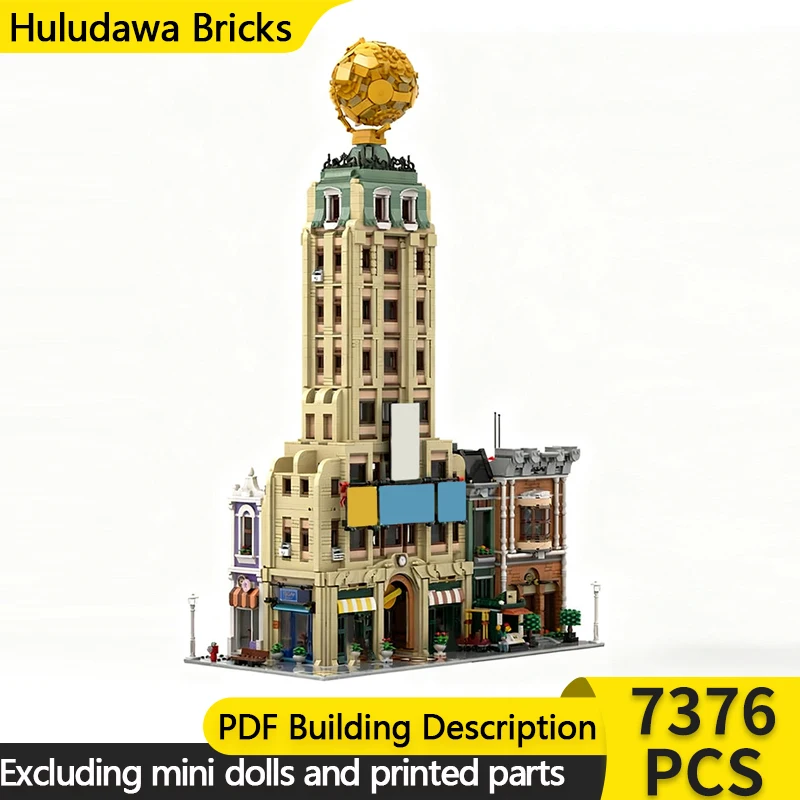 

City Street View Model MOC Building Bricks Newspaper Office Building Modular Technology Children Holiday Gifts Assemble Toy Suit