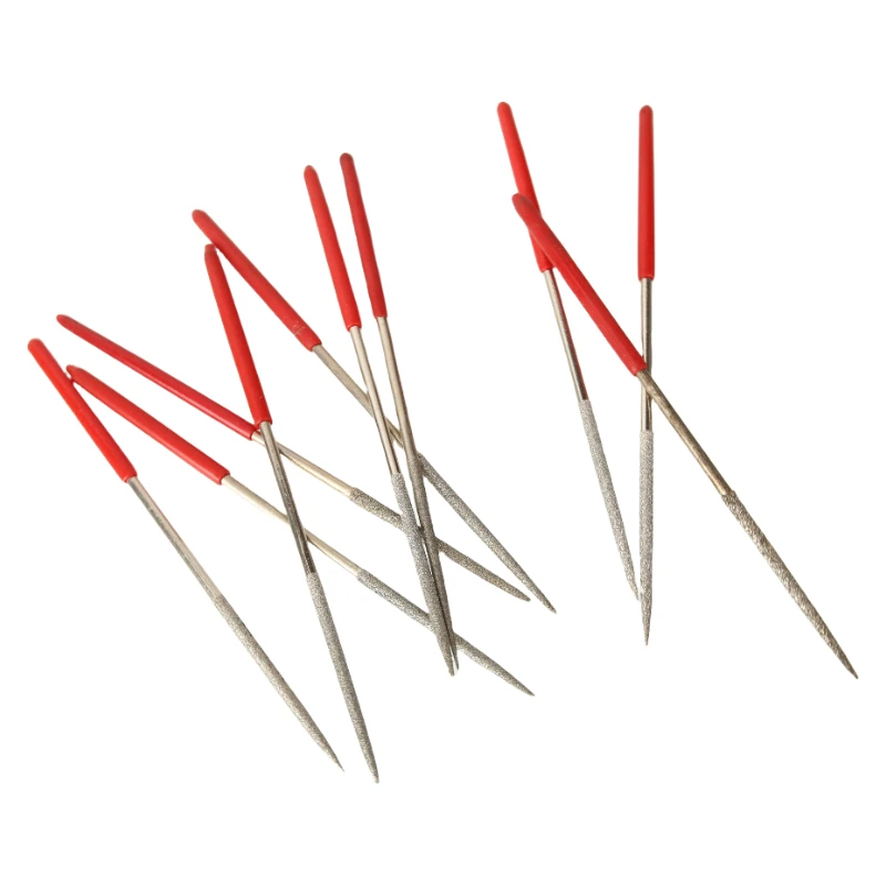 New 10Pcs Diamond Needle File Set 3x140mm Mini Needle File Kit For Stone Glass Metal Carving Craft Hand Tools Needle File
