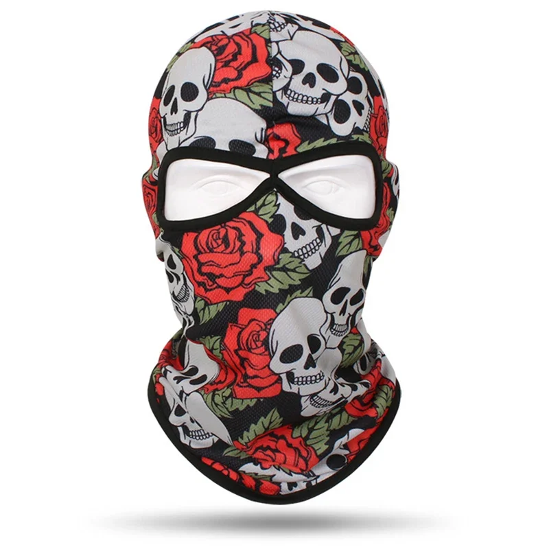 Passamontagna Bandana con teschio 3D Outdoor Uomo Donna Maschera da ciclismo Antivento Motociclismo Copertura integrale 2 fori Visiera per il collo