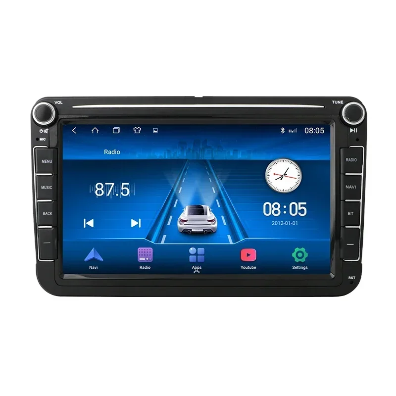 폭스바겐 VW 파사트 B6 B7 CC 티구안 투란 골프 폴로 GPS 카플레이, 자동 헤드 유닛 IPS, 2 Din 4G, 안드로이드 12