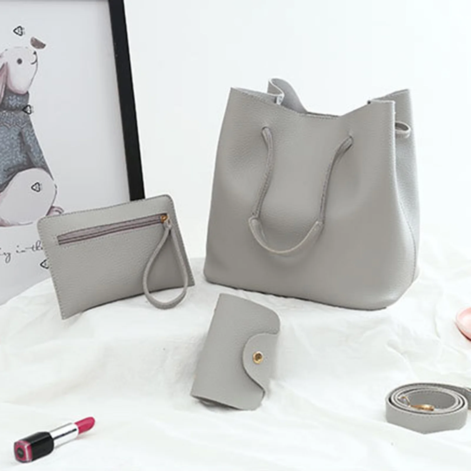 conjunto-de-4-bolsas-de-couro-solido-a-prova-d'Agua-para-mulheres-e-meninas-ideais-para-encontros-e-compras