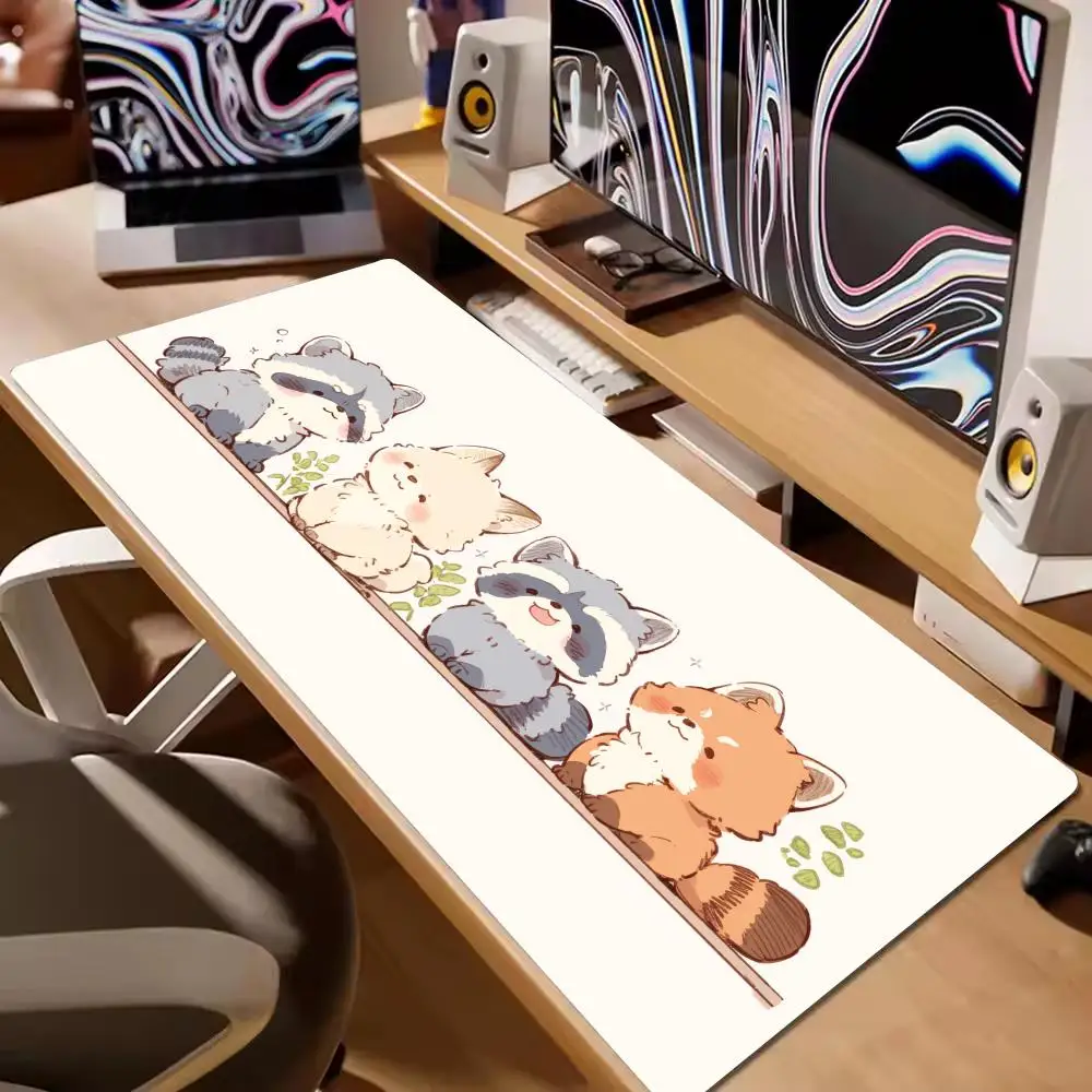 

Anime Cute Raccoon Mouse Pad XL Computer Accessories Office Game Table Mats Rubber Anti-slip Gaming Keyboard Mousepads Desk Pads