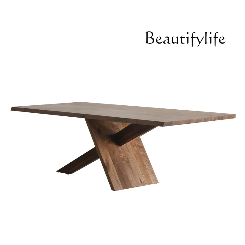 North American black walnut log large board workbench simple modern writing desk style pure solid wood conference table desk