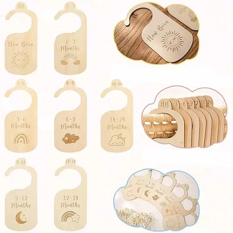 

7pcs Wooden Baby Storage Box Home Divider Gift Closet Divider Size Divider Newborn 24 Month Clothing Storage Wardrobe Organizer