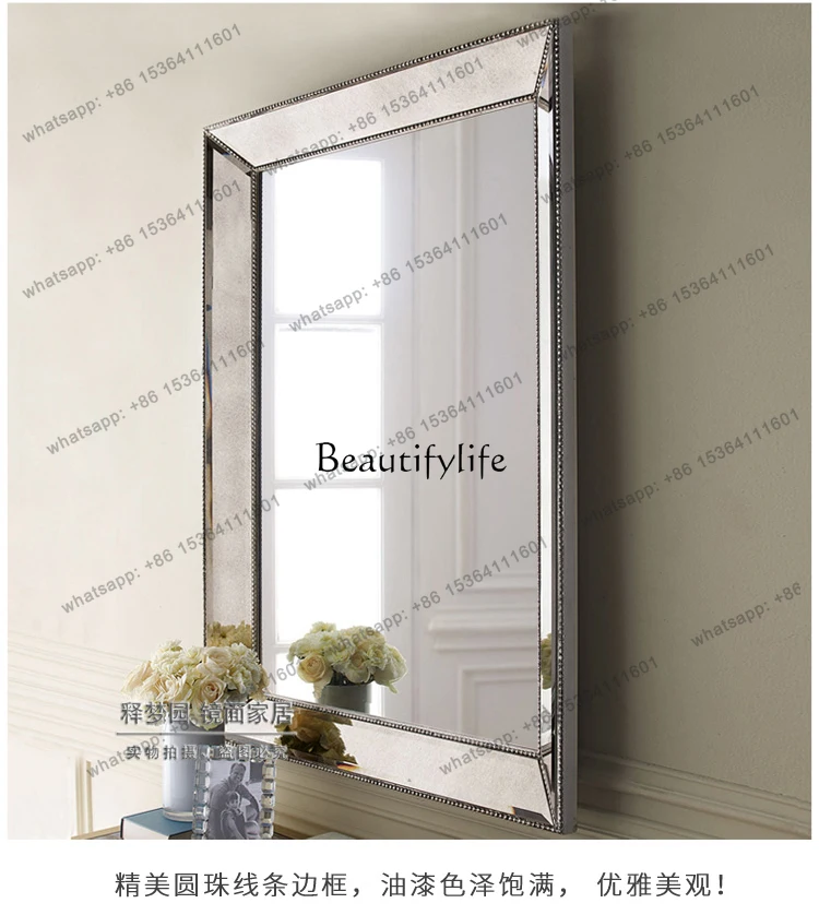 Neoclassical Decorative Mirror Entrance Background Wall Art Glass Wall-Mounted Mirror Makeup Mirror