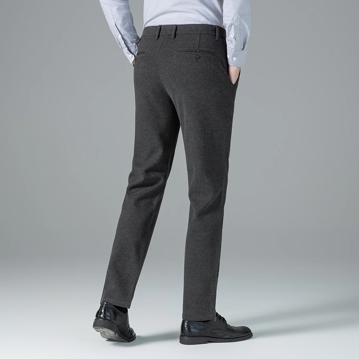 Winter Men Thermal Straight Pant Gray Khaki Black Thick Warm Trouser Business Casual Style Cosy Underwear Simple Basic Look