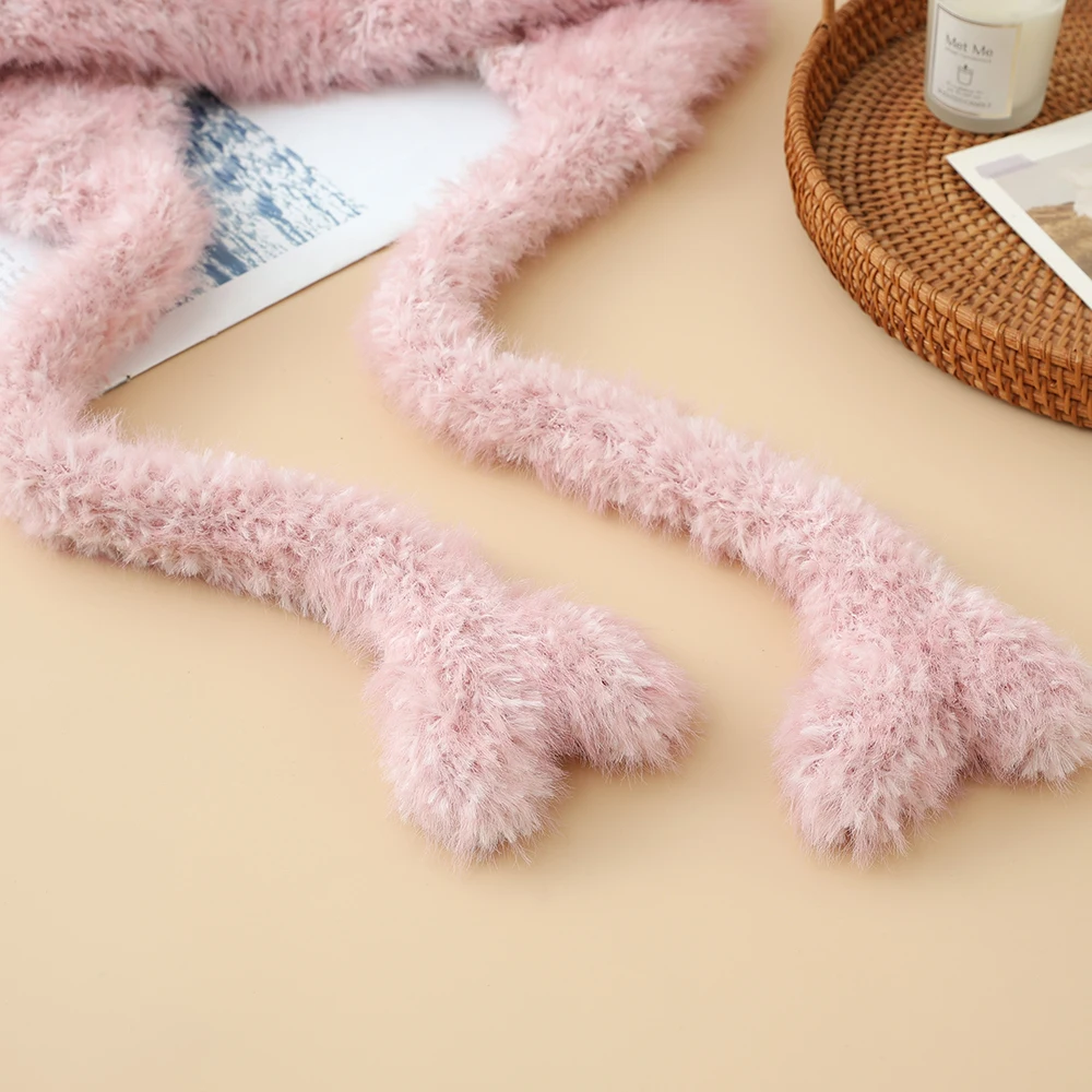 أزياء لطيف الدب آذان الشتاء قبعة الصوفية حماية الأذن بيني القبعات أفخم الباردة واقية قبعة الدراجات للنساء #6