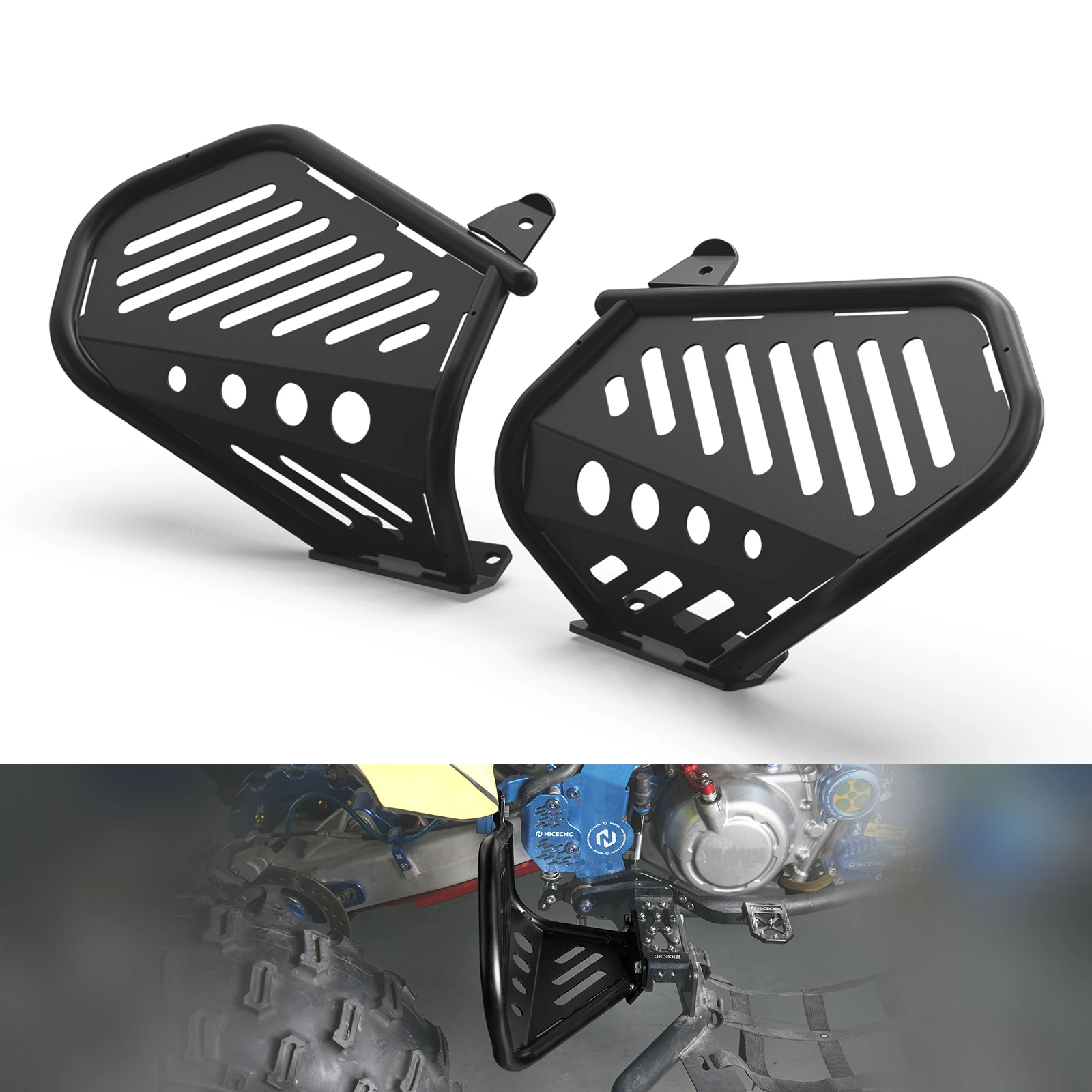 NICECNC 1 Pair Heel Guards Protector For Yamaha Raptor 700 2013-2023 2021 Replacement 1PE-F1621-00-00 Q235 Carbon Steel ATV Part