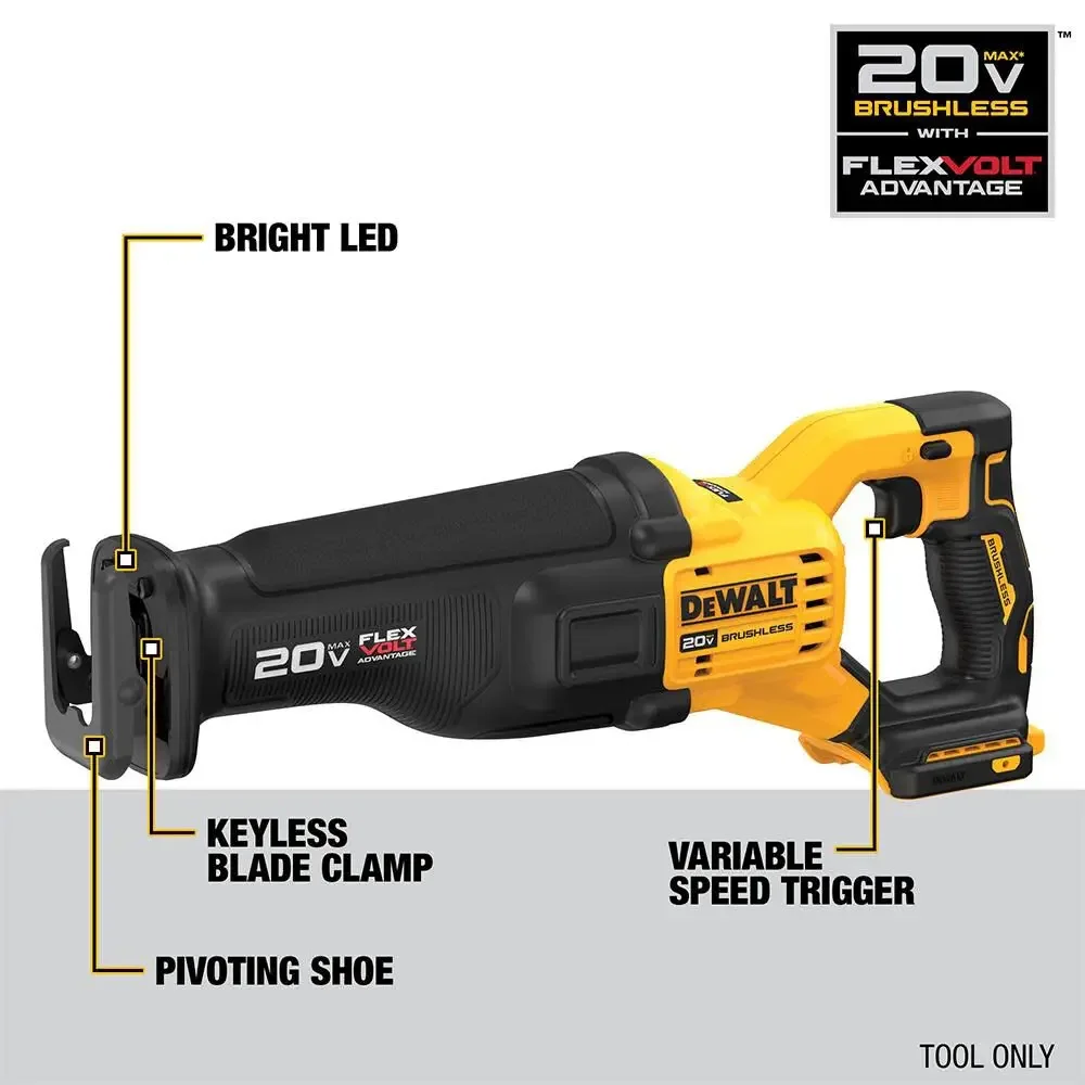 DEWALT DCS386 Brushless Cordless Reciprocating Saw With FLEXVOLT ADVANTAGE™ 20V Lithium Power Tools 3000SPM