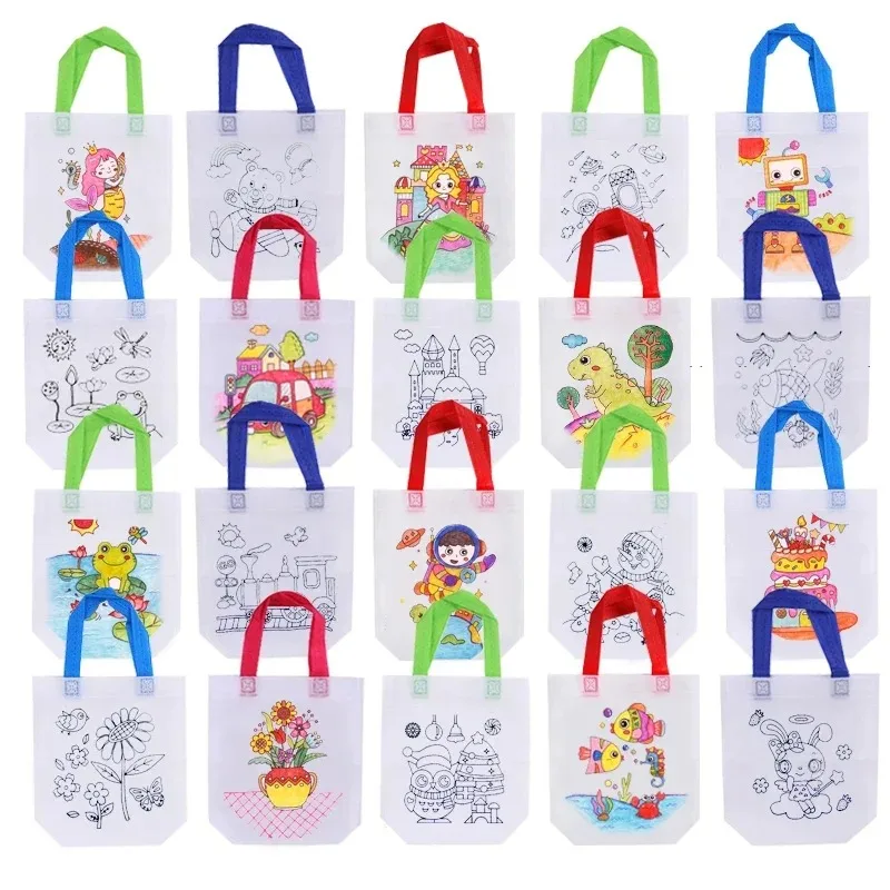 -أكياس تلوين جودي ذاتية الصنع مع علامات تلوين حقائب هدايا للحفلات للأطفال حقيبة تخزين ألعاب صديقة للبيئة أكياس تسوق من القماش غير المنسوج #5