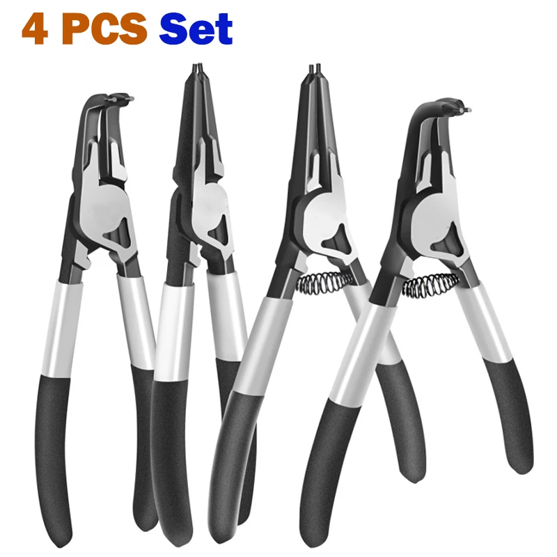 7 Inch Circlip Pliers Set Internal External Ring Spring Pliers For Removing and Installing Round Snap Locking Rings Hand Tools