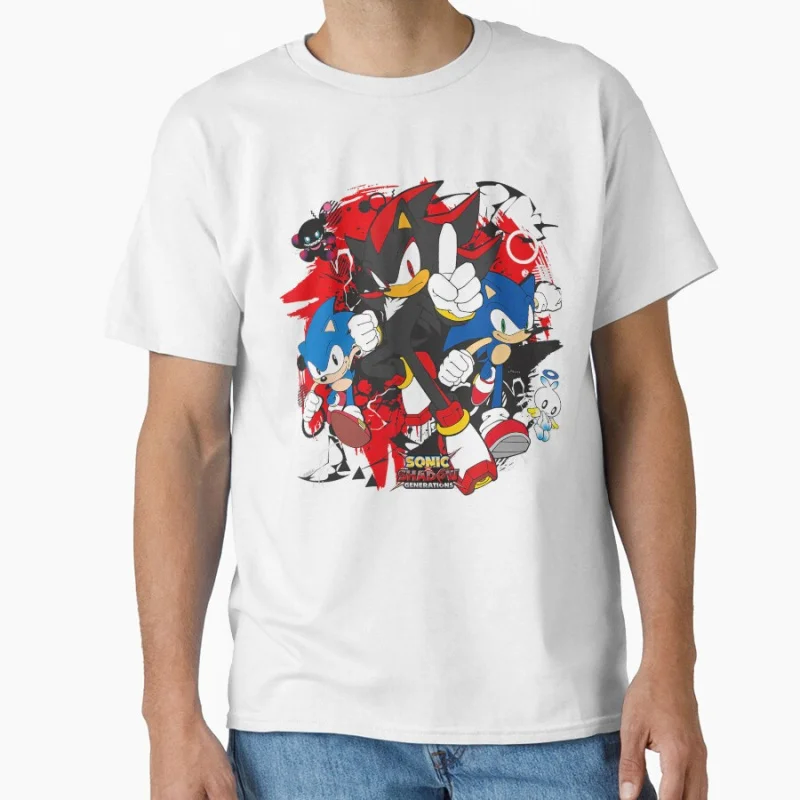 Funny Racing Cartoon Sonic Shadow the Hedgehog Gift T shirt for man Large size Tops Anime Graphic Print Y2k Clothes Cartoon Tee