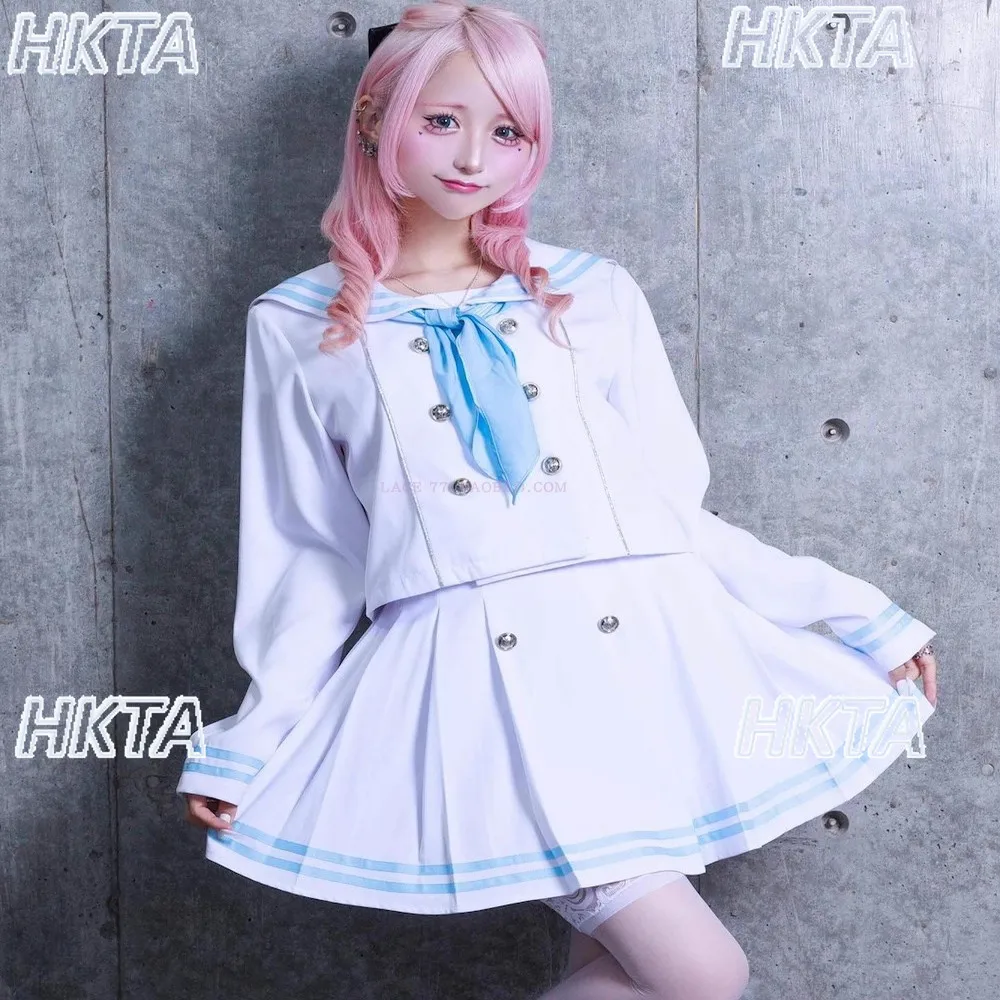 2025 Autumn New Japanese Style Ribbon Trim Navy Collar Tie Scarf Suit Jacket College Style Fashion Color Block Pleated Skirt Set