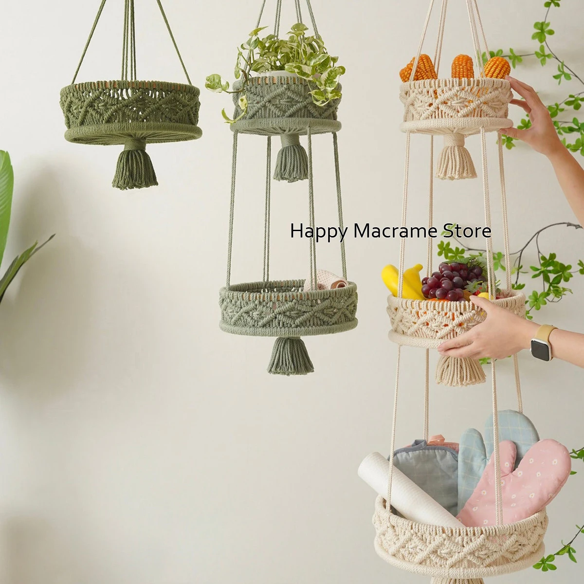 

Boho Fruit Basket Organization Storage Macrame Fruit Bag Vegetables Hammock Housewarming Gift Food Storage Produce Hanger