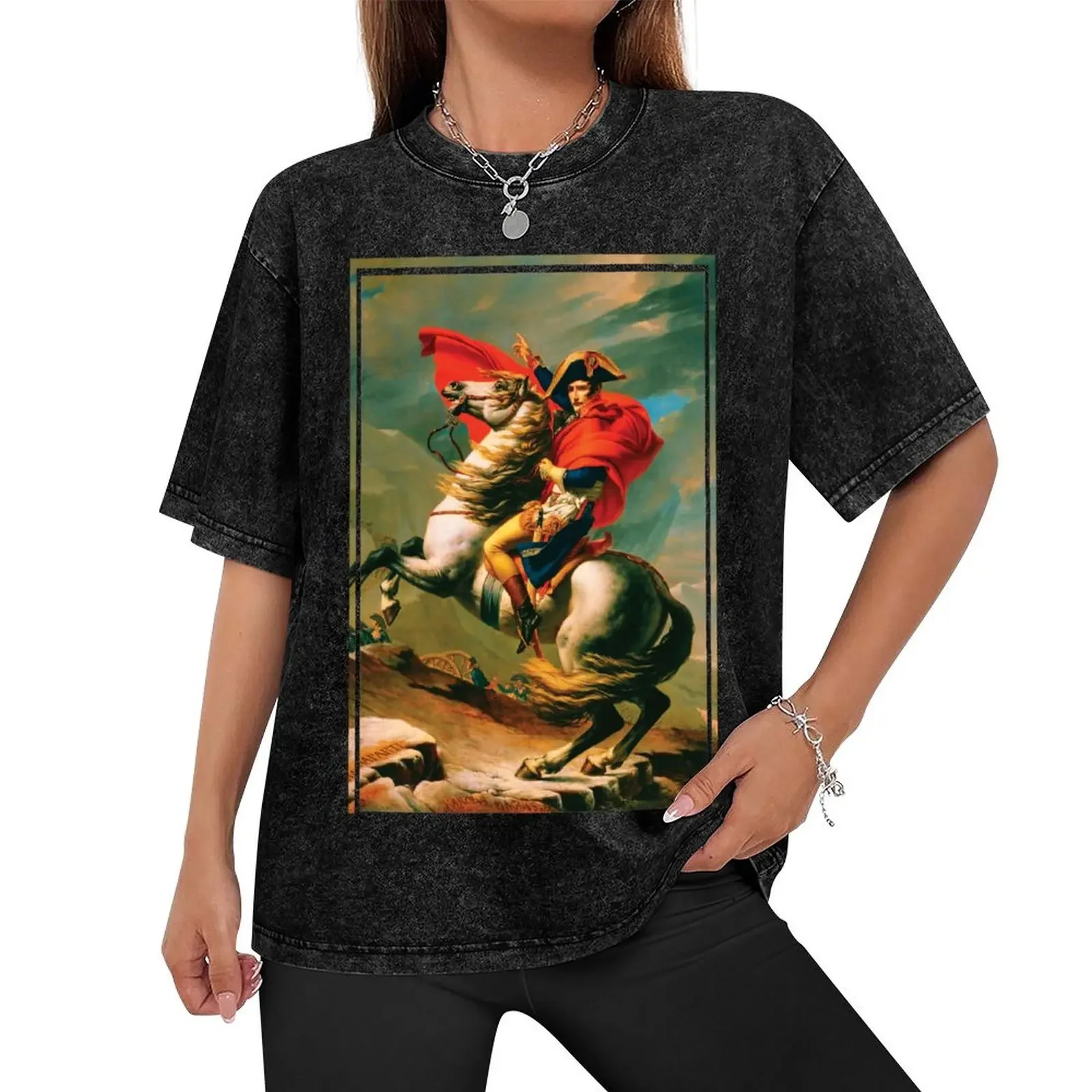 Napoleon at the Great St. Bernard by Jacques Louis David T-Shirt plus size tops shirts men