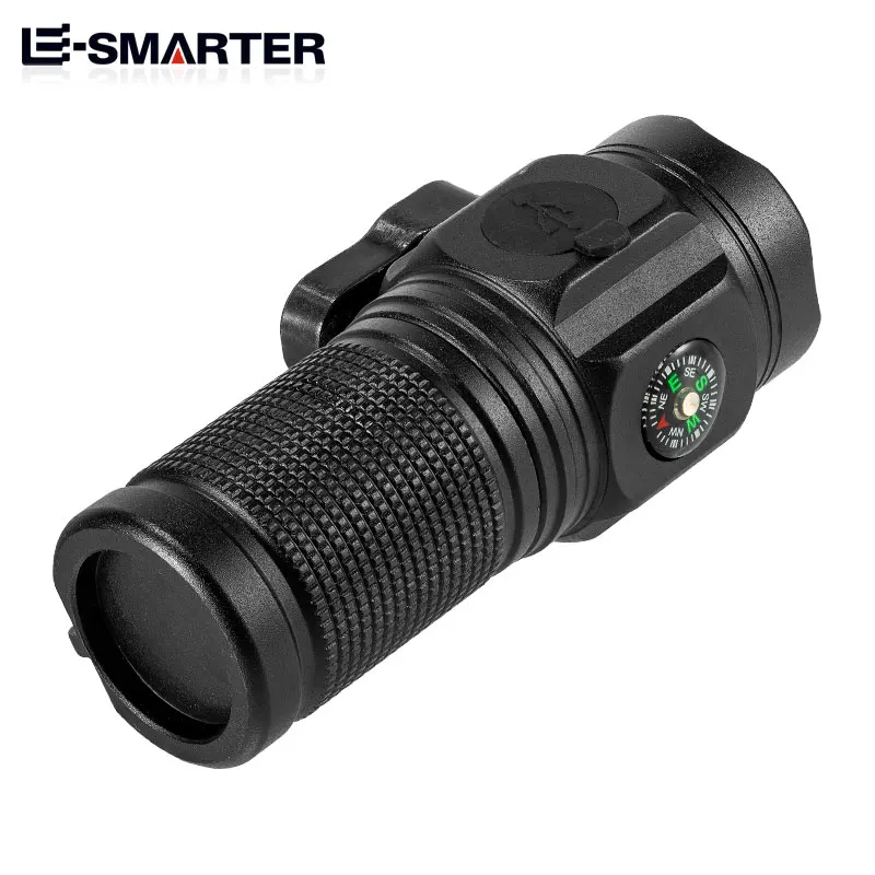 4*XHP LED Flashlight Mini Adventure Compass Torch 2000LM Portable Strong Lamp with Tail Magnet Pen Clip and Safety Belt Cutter