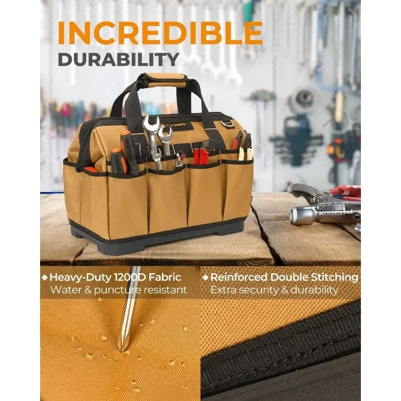 Popular. حقيبة أدوات واسعة الفم مقاس 16 بوصة، منظم حقيبة أدوات شديدة التحمل، حقائب كبيرة للرجال والنساء مع مصبوب مقاوم للماء B #5