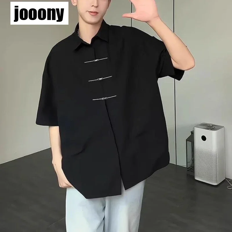 

Design Sense Chinese Style New Shirt Men Lapel Short Sleeve Korean Style Fashion Men Clothing Summer Personality Casual Shirts