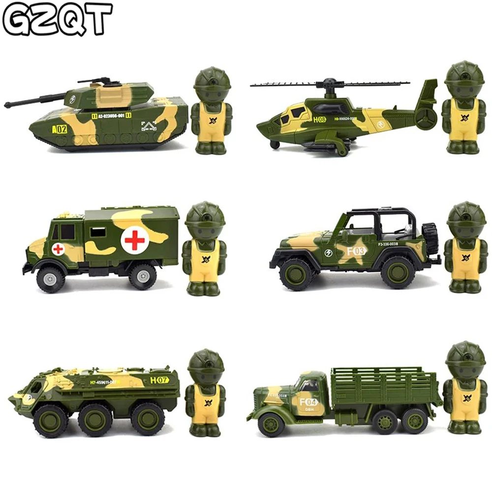 

6 Kinds Alloy Military Car Toys for Boys Diecast Inertial Pull Back SUV War Tank Vehicles Toy Model Bests Gifts for Children