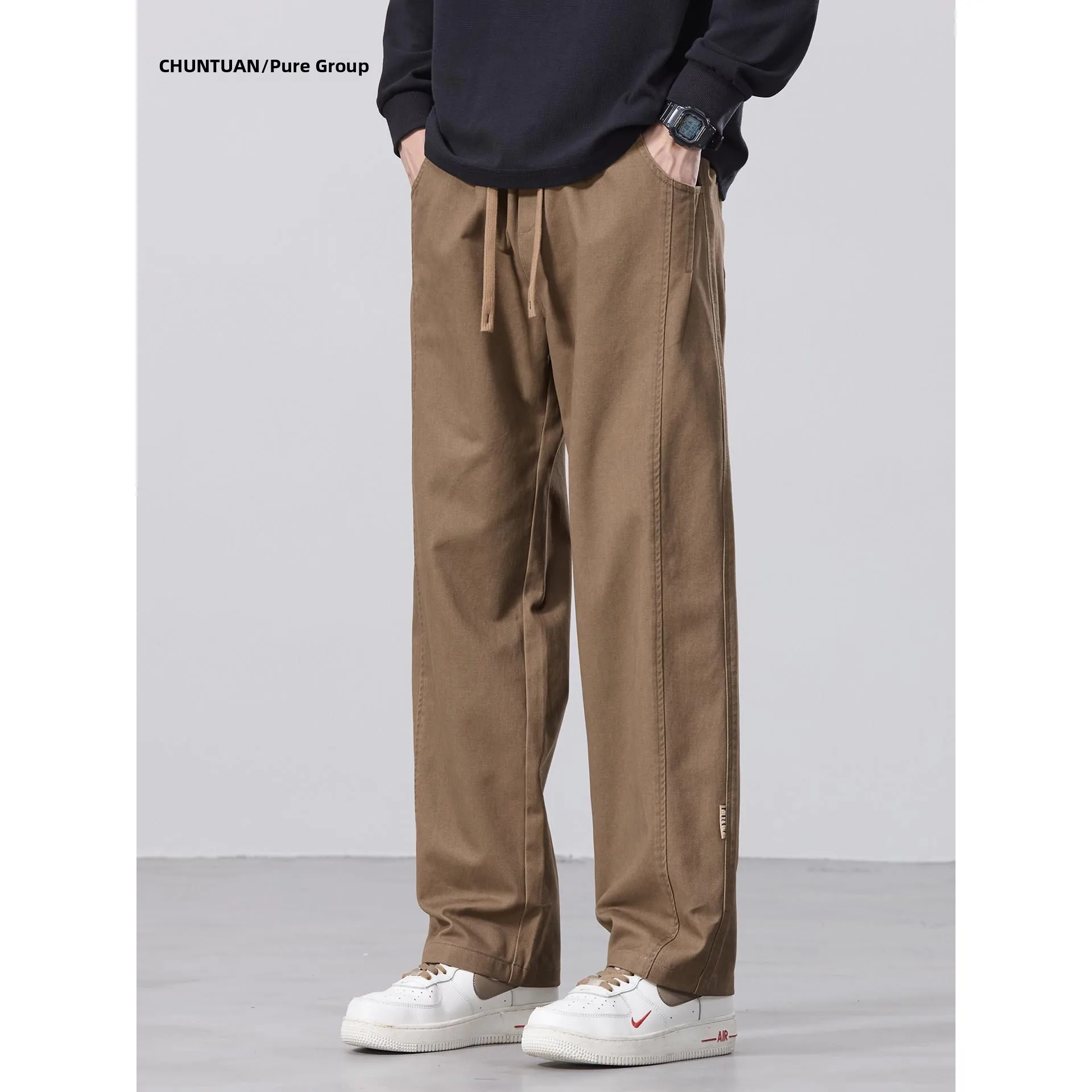 

Pure Cotton Work Trousers Men's Autumn New American Sle Trendy Brand Versatile Wide Leg Straight Casual Long Pants