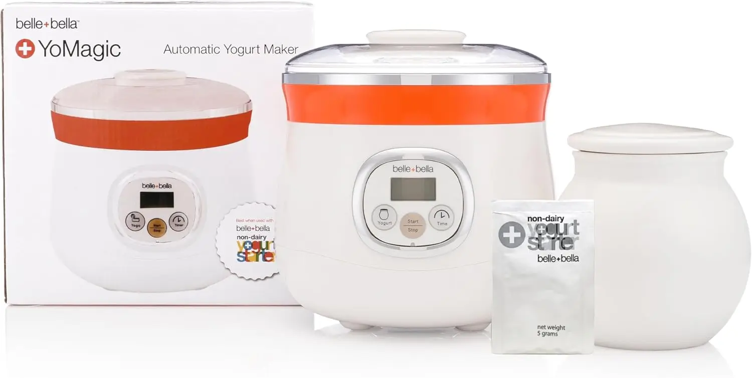 Kit para Hacer Yogur Automático Belle + Bella YoMagic con 1 Paquete de Iniciador de Yogur - Yogur Casero Simple, Delicioso y Saludable