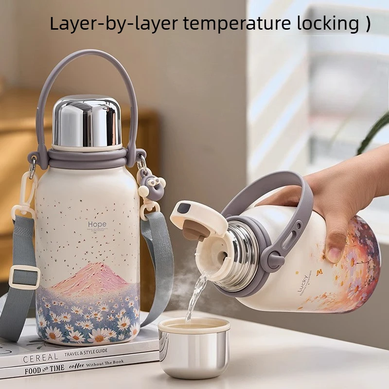 

Water Bottle 2026, Large Capacity Stylish Flask, Long-Lasting Heat Retention Stainless Steel, Rust-Proof Portable for Women