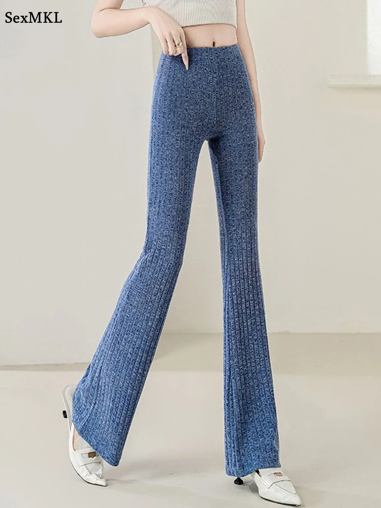 

Брюки-капри женские, расклешенные, с высокой талией, в корейском стиле Y2K, эластичные, облегающие, для йоги, сексуальные, длинные, спортивные