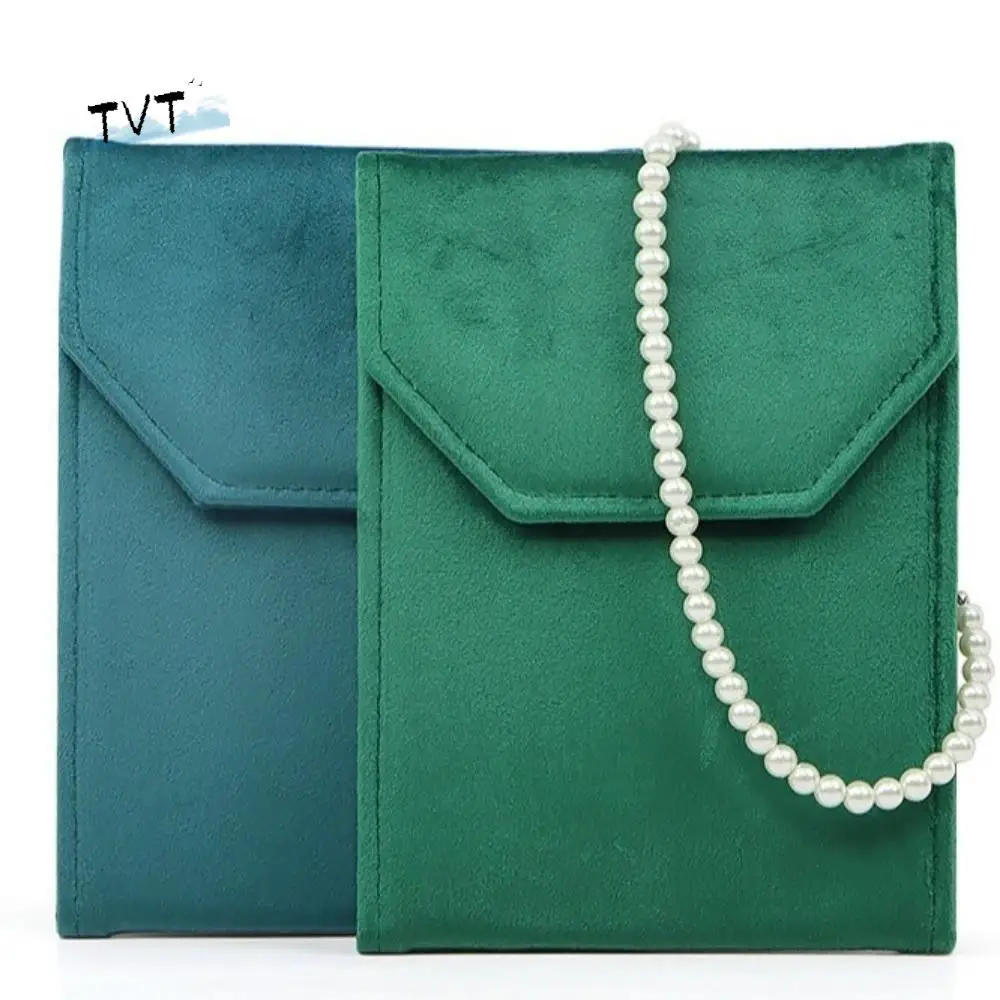 

Velvet Material Velvet Jewelry Pouch Snap Button Closure Soft Lining Necklace Organizer Bag Foldable Design Jewelry Storage Bag