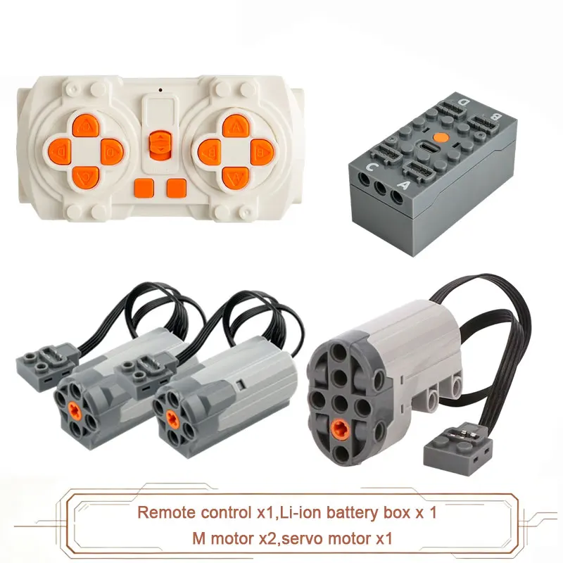 MOC Blue-tooth APP-Fernbedienungsset – wiederaufladbare Batteriebox, Motorset, Geschwindigkeitsregler für PF-Baustein-Modifikationen