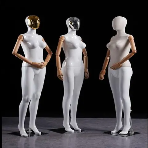 Maniquíes de mano de cuerpo femenino completo ABS de plástico, decoración de boda, muñeca modelo de tela realista, chasis de acero inoxidable Maniqui, E063, 2023