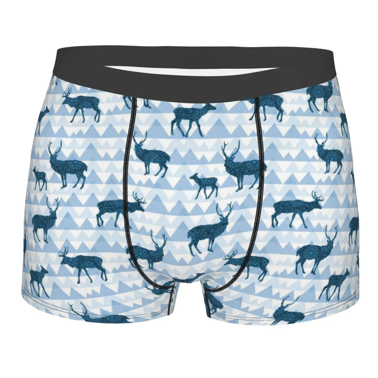 

Forest Animal Deer Blue Pattern Men Underwear Boxers Men's Novelty Underpant Breathable Printed Male Underpants Man Boxer Briefs