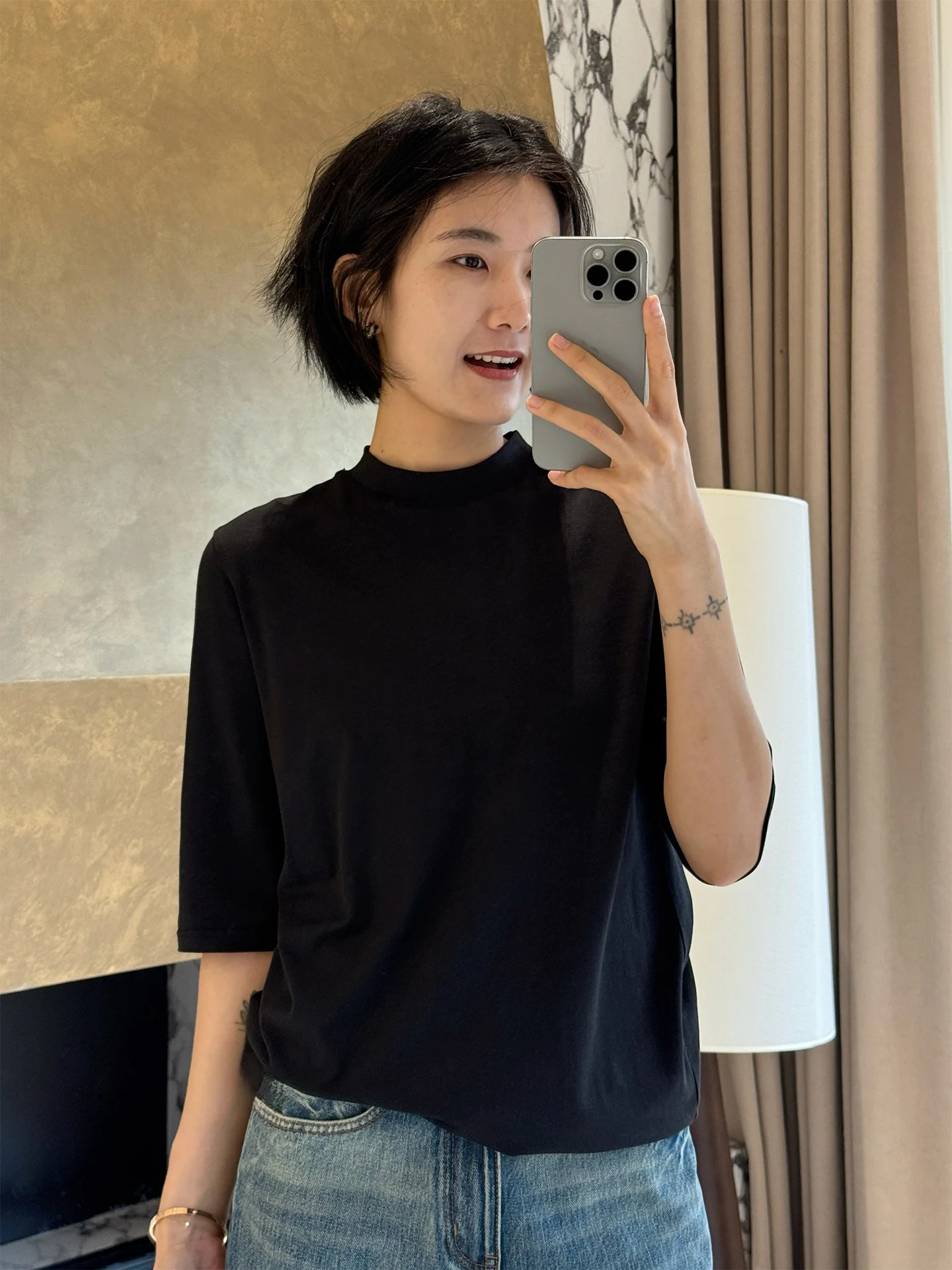 

Женская футболка из модала с высоким воротником, новая весенне-летняя модель, облегающий топ, базовая футболка для женщин