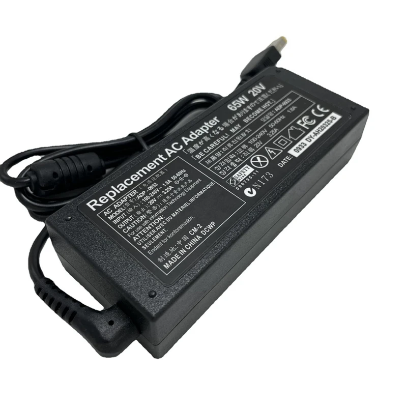 อะแดปเตอร์แปลงไฟสำหรับแล็ปท็อป20V 3.25A 65W สำหรับ Lenovo ThinkPad X301S X230S G500 G405 X1คาร์บอน E431 T440S E531