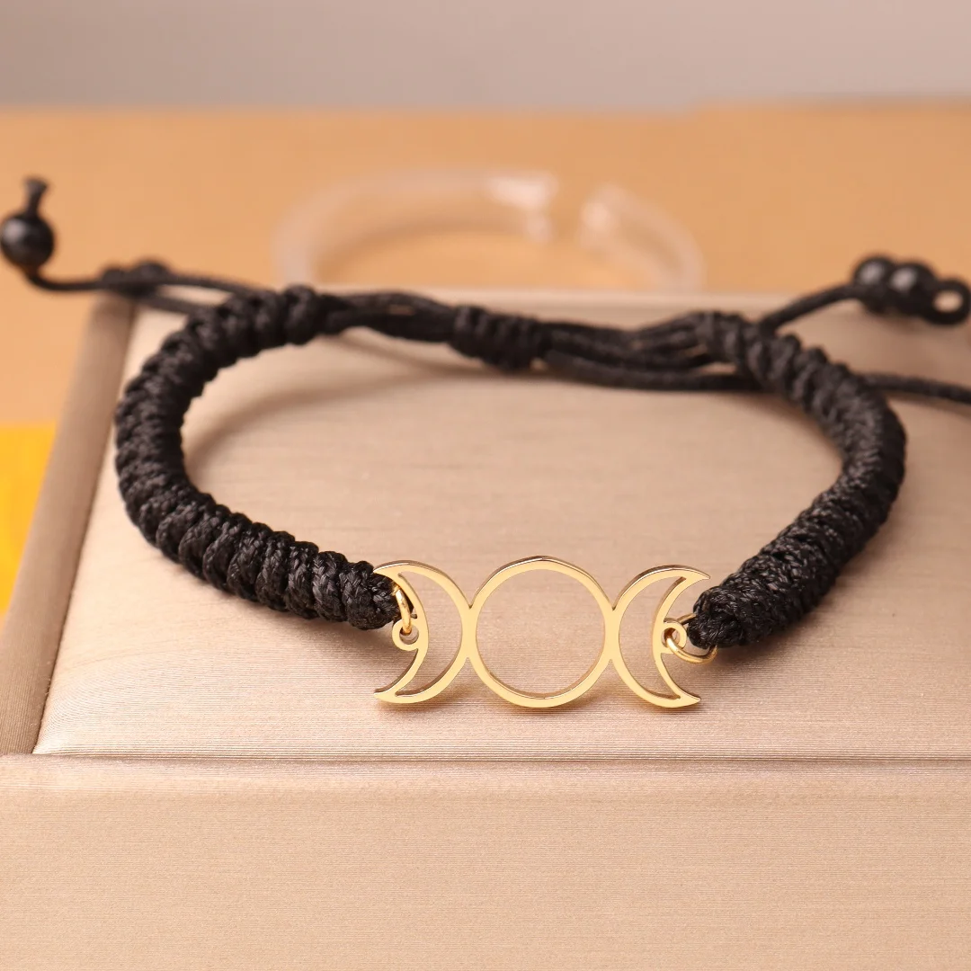 Dreifache Mondgöttin Sonnen-Pentagramm Edelstahl Hekate Armband Hexen-Luna-Armband Schmuck Esoterik und Hexerei – Detail 9
