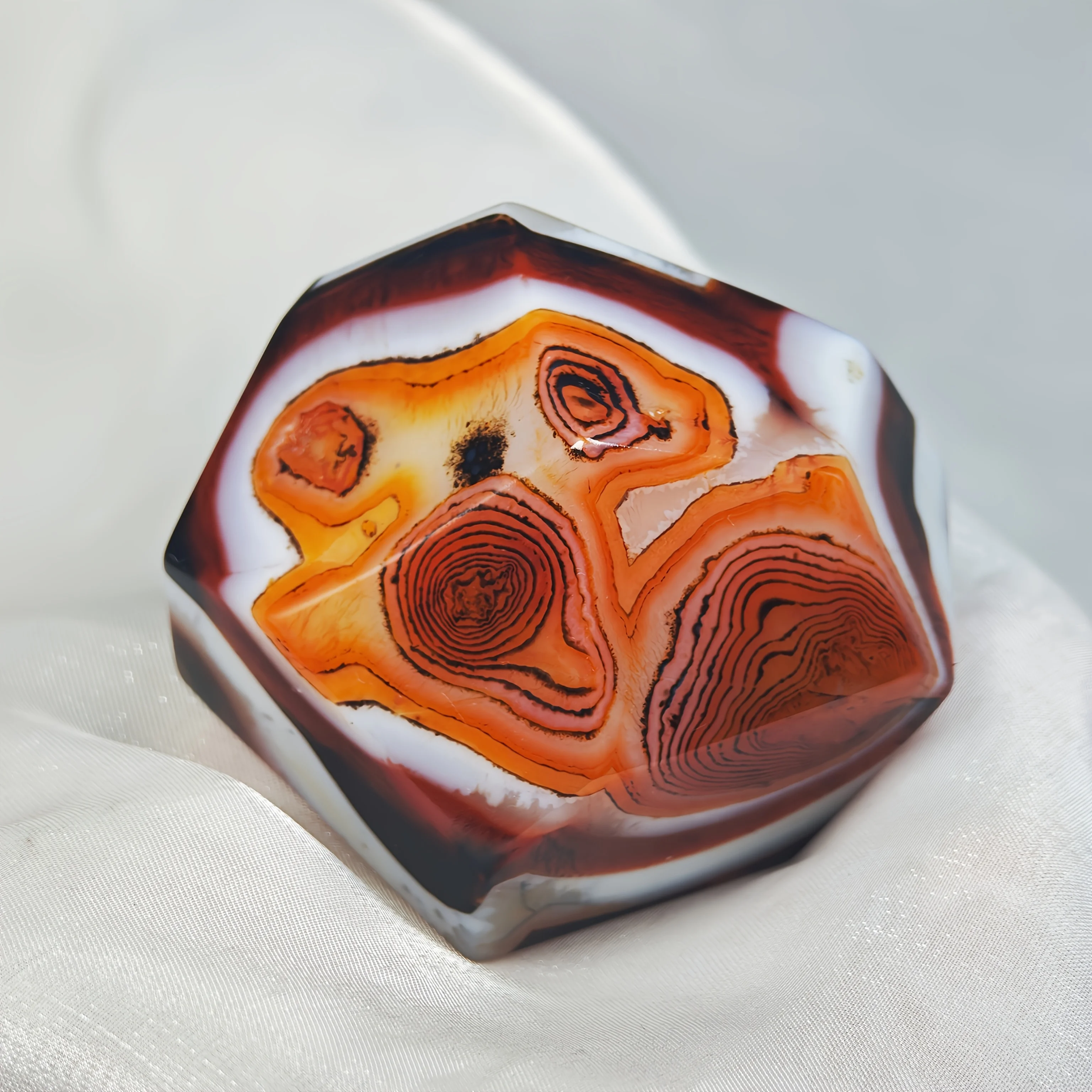 1pc Natural Black-Red Agate Stone | Freeform, Deep Brown to Black Marble-like Texture, Hand-Polished Smooth Surface |