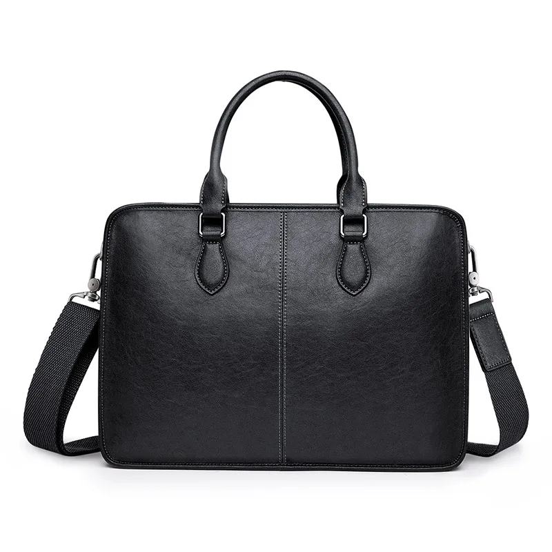 Valigetta da uomo in pelle, borsa per laptop di grande capacità, borsa a tracolla multifunzionale per viaggi d'affari e pendolari