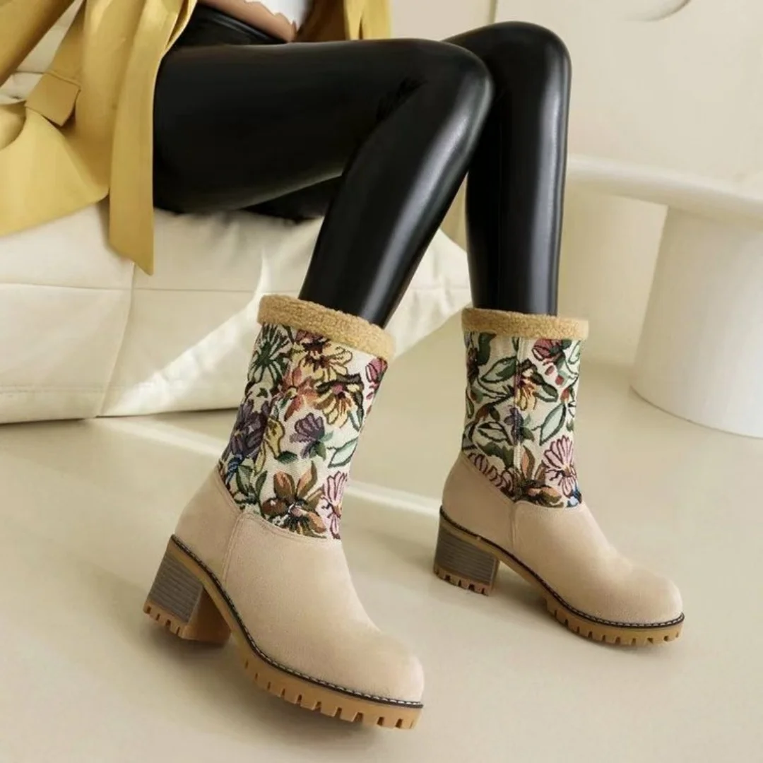 

Winter plush warm women's boots anti slip and cold proof thick soled short boots outdoor versatile, two on, trendy women's shoes